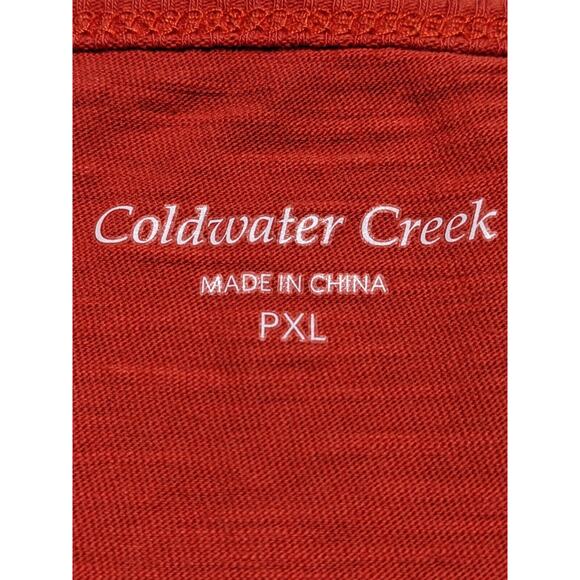 Coldwater Creek Top Women Size PXL Orange Layered Hem Long Sleeve Round Neck - Picture 7 of 12